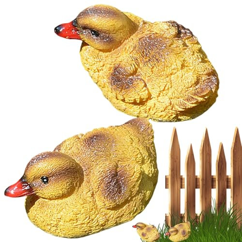 Eastuy Statue de Canard | Décor Flottant Lot De 2 - Décor Faux en Résine De Couleur Noir Et Jaune pour Usage en Extérieur dans Les Jardins Piscines Pelouses Patios Et