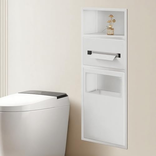 Organiseur mural encastré avec poubelle – Étagère de douche de grande capacité pour salle de bain, maison, hôtel, rangement étanche pour pièce humide