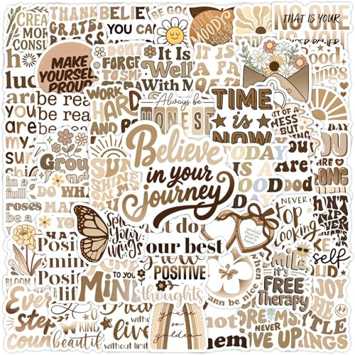 Bohemian Inspirational Stickers 50 Pcs Vinyl Trendy Motivational Quotes Sticker for Water Bottle Laptop Scrapbook Car Bike Luggage,Waterproof Funny Boho Positive Decals for Teens Teachers Student