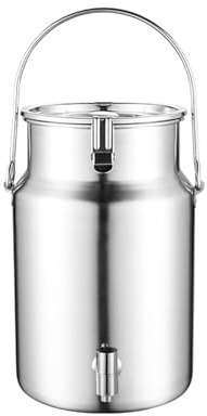 YHNNH 304 Stainless Steel Milk Can, Stainless Steel Jug Milk Bucket Milk Container Wine Pail Transport Cans with Sealed Lid And Single Handle 5-10LSilver,5L