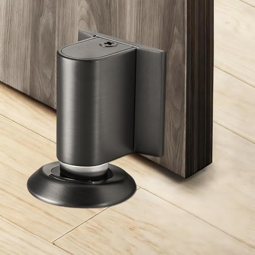 KZARYVEXIS Magnétique en Métal Butée de Porte, Arrêts de Portes avec Adhésif et Vis, Cale Porte Réglable en Hauteur, Bloc Porte Silencieux pour Tous les Sols Durs (Gris)
