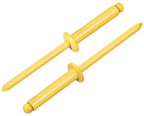 QUARKZMAN 50Pcs Remaches Ciegos Aluminio 5/32x3/4, Empuñadura Aluminio Y Vástago Acero, Remaches Cabeza Abovedada Y División Larga Para Metal, Muebles, Automoción, Amarillo