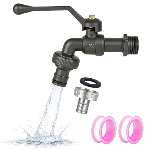 Grifo de jardín de 1/2 pulgadas de latón resistente a la corrosión y a las heladas, con 1 conexión de manguera gratis, 2 cintas de sellado de rodillos, grifo de paso antigoteo, grifo exterior de latón