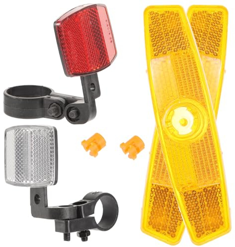 DIYEAH Kit de 6 Réflecteurs pour Vélo en Plastique – 1 Blanc 1 Arrière Rouge 4 Jaunes de Poisson – Éclairage de Sécurité Vélo Nuit, Accessoires Cyclisme Route et VTT