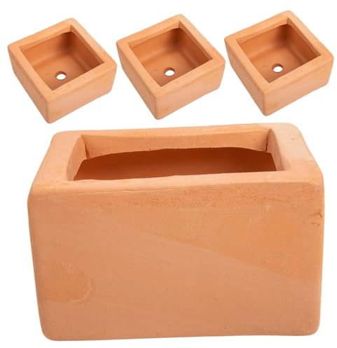 ORFOFE Macetas Pequeñas de Terracota Roja Cuadradas 9x9x5 Cm, 4 Piezas para Plantar Suculentas y Mini Plantas, Jardinera de Barro Resistente para Jardín Exterior y Vivero