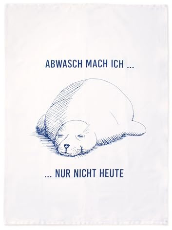 Bow & Hummingbird - 2635021-1 - Geschirrtuch, Maritim, Fauler Seehund, Baumwolle, Bedruckt, 50cm x 70cm