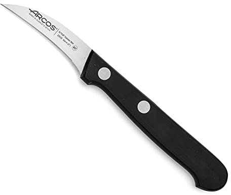 Arcos Coltello per Sbucciare Curvo in Acciaio Inossidabile, Manico Ergonomico in Poliossimetilene, Ideale per Frutta e Verdura, Lama da 60 mm, Nero, Serie Universal
