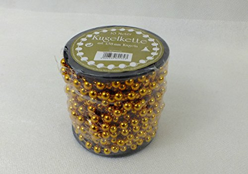 Gerd Rodermund Kugelkette,Weihnachtsbaum Kugelkette 10 Meter, mit Ø8 mm Kugeln in 6 Farben (Gelb, 10 m)