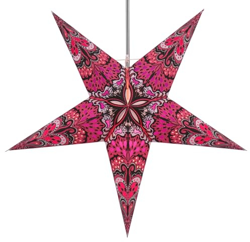 GURU SHOP hopvikbar adventslampa/pappersstjärna/julstjärna, 60 cm – Nestor ljusrosa/lila, stjärna, fönsterdekoration