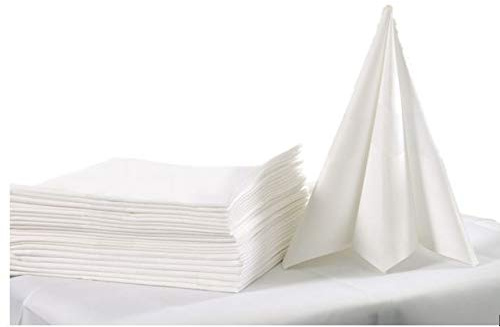 Clinotest Vollzwirn Damast Stoffservietten/Mundservietten, mit edlem Atlassteifen, in der Farbe weiß, 50x50 cm, in verschiedenen Set Größen erhältlich (50er Set)