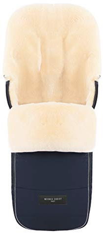 WERNER CHRIST BABY Sacco in pelliccia di agnello FLIMS - sacco morbido per passeggino, realizzato in pelliccia medicale universale, in blu