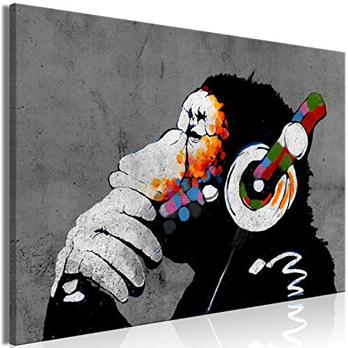 murando - Leinwandbild Banksy Tier Betonoptik, 90x60 cm, 1-teilig, modern | Hochwertige Leinwand, sofort aufhängbar, ideal fürs Wohn- oder Schlafzimmer, wasserfest und lichtecht, langlebig, stilvoll