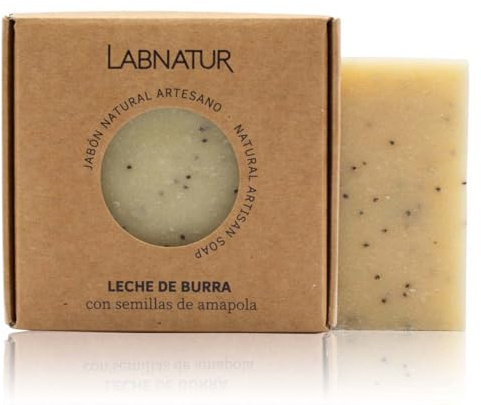 Labnatur Jabón Natural Leche de Burra Artesanal - Hidratante y Antiarrugas - Con Aceites de Oliva y Coco - Para Piel Seca y Deshidratada - Sin Aceite de Palma - Fabricado en España - 100 g