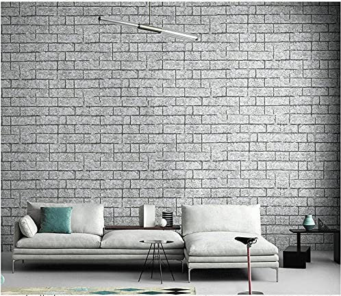 Tapeten Hellgraue Ziegel Tapete Vliestapete 10 M X 0,53 M,3D Tapete Für Schlafzimmer Wohnzimmer Oder Küche,Modern Klassisch Elegance Tapete Kinderzimmer,Wandtapete Jungen Mädchen