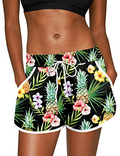For G and PL Damen Sommer Boardshorts mit Bund und Taschen Tropischer Druck Casual Badehose S-XXL