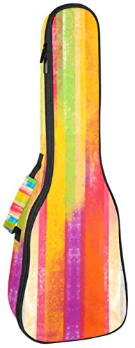 Ukulele väska färgglad akvarell ukulele fodral för sopran tenor konsert 23 tum 10 mm tjock mjuk vadderad justerbara remmar spelväska