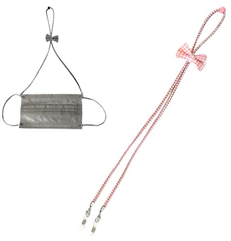 Karierte Brillenketten mit Schleife, verstellbare Sonnenbrillenriemen, niedliche Brillen-Halter, modische Brillen-Schnur, Lanyard-Seile, rose, Einheitsgröße