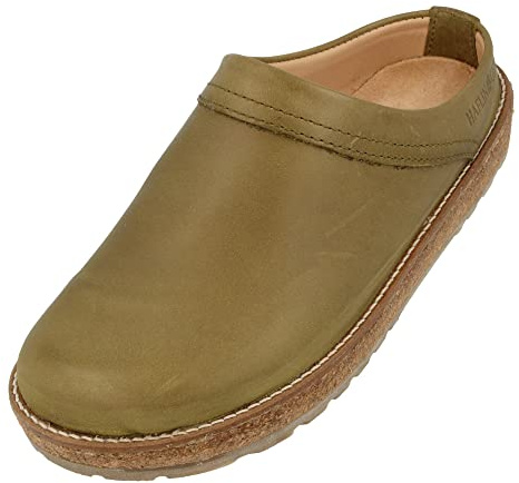 HAFLINGER Travel-Cassic Eleganter Clog aus Leder Gummisohle und Kork Latex Fußbett
