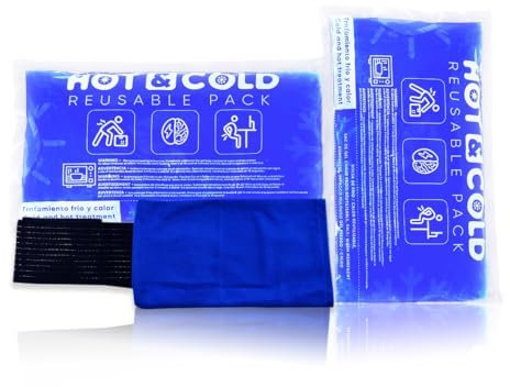 SURGICALMED - Lot de 2 poche de gel Chaud Froid réutilisables (26 x 15 cm) - Comprend 1 Housse en Tissu Multipositions bande de compression - Poche de Glace - Pour le Réfrigérateur et le Micro-ondes