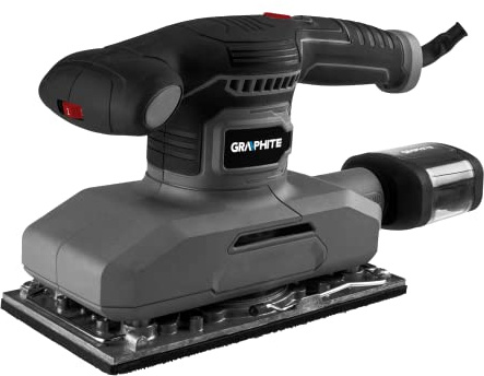 GRAPHITE Lijadora vibratoria de 380 W, estructura 115 x 230 mm, velocidad de rotación 7000 – 13000 min¹, amplitud de oscilación 1 mm, papel de lija 115 x 280 mm, masa 1,98 kg, accesorios: papel de