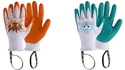 ROSTAING Gartenhandschuhe für Kinder Gaston & margot-it6 – 8 Handschuh Kinder Vogel. Wasserdicht In Handfläche + LEASH Handgelenk grün
