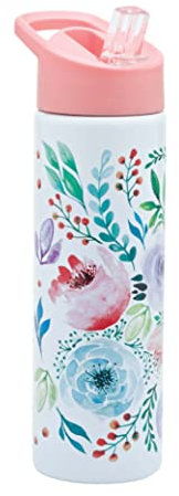 Smash Botella de acero inoxidable con tapa para beber con pajita, 750 ml