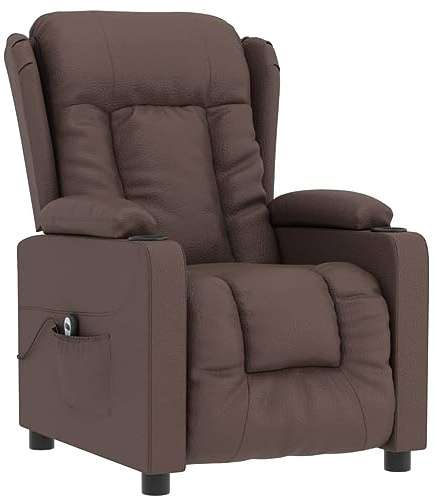 vidaXL Elektrischer Relaxsessel Braun Kunstleder