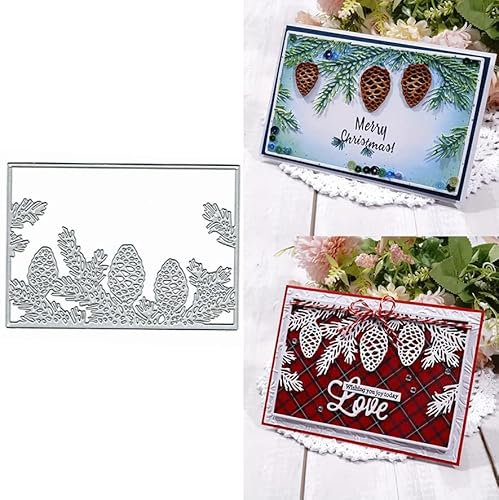 Tannenbaum Nüsse Rahmen Metall Stanzformen, Weihnachten Rahmen Karte Metall Stanzformen Cut Schablonen für DIY Scrapbooking Karten Dekorative Prägepapier Stanzformen für Scrapbooking Kartenherstellung