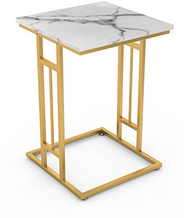 Nachttische Home Zeitschriftentisch, Marmor-Finish, 2-stufiger Couchtisch aus Metall, Büro, Wohnung, Empfangsraum, Sofa, Beistelltisch, 40 x 40 x 55 cm, Korbtisch (Farbe: B, Größe: 40 x 40 x