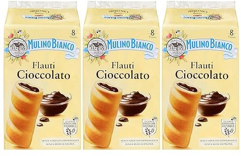 MULINO BIANCO Flauti Ciocciolato - Panini al burro con ripieno di cioccolato 280g (Flauti Ciocciolato, x3)