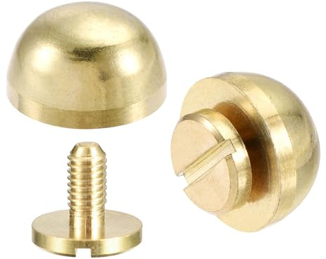 QUARKZMAN Juego de 8 12x6.5mm Remaches de Tachuelas Redondas de Cuero | para Bolso de Mano, Artesanal, Con Tornillos de Latón
