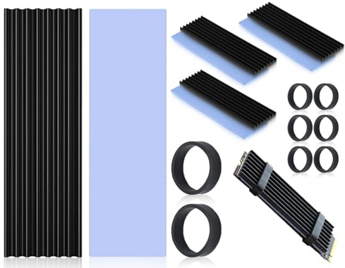Lhbwhiz 3 Set kühlkörper Kompatibel mit M2 SSD,Aluminium Cooler mit Wärmeleitpad Set,Halbleitergerä Te Kühler,Ultra Dünn Heatsink,KüHlköRper,Kompatibel mit M.2 PCIe NVMe SSD(Schwarz,70 * 22 * 3mm)