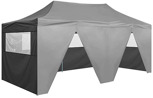 Rantry Mobile Gazebo Pieghevole con 4 Pareti 3x6m Acciaio Antracite, Gazebo da Giardino, Gazebo Ombrellone da Giardino Spiaggia Pesca Esterno Antivento per Arredo Giardino Terrazzo Ambienti