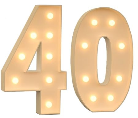 Festzelt-Leuchtzahlen-Mosaik-Zahlen-Lichtschilder for Geburtstagsparty-Dekoration, großes vorgeschnittenes Zahlen-Set, dicke Schaumstoffplatte mit LED-Glühbirnen ( Color : Number 40 , Size : 120cm/4FT