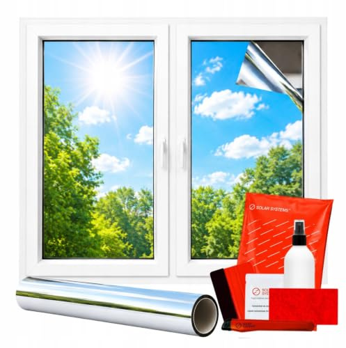 Solar Systems Sonnenschutzfolie Fenster Innen 76x100 cm | Selbstklebende Fensterfolie mit Montageset. Für Fenster Innen. UV- & Hitzeschutz, wärmedämmend im Winter & kratzfest.
