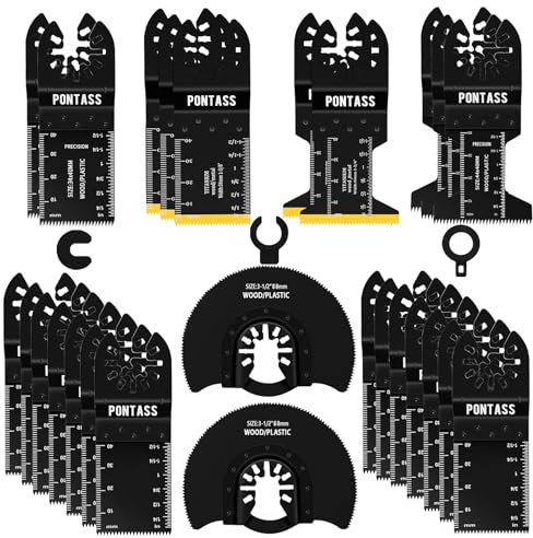 27 Pezzi Lame Utensile Multifunzione Titanio, Accessori per Utensili Oscillanti, Plastica, Set Di Lame per Seghe Oscillanti Compatibile con Makita Dewalt Parkside