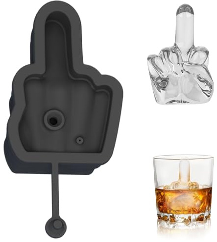 Große Eiswürfelformen Silikon Eiswürfel Formen Middle Finger Easy Release Lecksof wiederverwendbarer Eiswürfel Eiswürfel Formen ideal für Whisky, Kaffee lustige Mittelfinger Geschenke (schwarz)