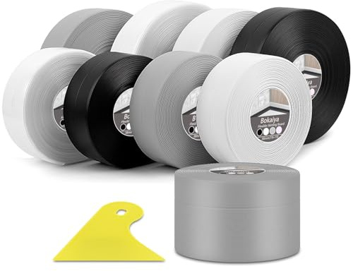 Bokaiya Weichsockelleiste, 20 x 50mm 5m Weichsockelleiste Selbstklebend für Küche und Badezimmer, Selbstklebende Abschlussleiste, Selbstklebende Bodenleiste, PVC, Fugendichtungsband (Grau)