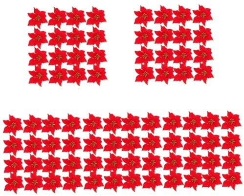 STOBAZA 120stücke Teiliges Weihnachtsblumen Aus Kunstmaterial Glitzernde Xmas Deko Für Tisch Weihnachtsbaum Feierlichkeiten Für Festliche Anlässe Und Kreative Dekoration
