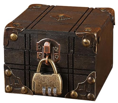Retro-Schatzkiste - -Schmucktruhe, Retro-Schatzkiste, Mit Schloss, Schmuckschatulle Aus | Kleine Schmuck-Andenkenbox Für Schreibtisch-Organizer, Kindergeschenk, Heimdekoration