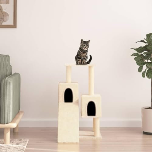 Sufrk Kratzbaum mit Sisal-Kratzsäulen Creme 82 cm Kratzbrett Ecke Katzenkratzbaum GroßE Katzen Stabil