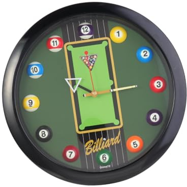 Baoblaze Große Billard-Poolkugel-Wanduhr, Queue-Zeiger, 11,6 Snooker-Spiel, Schwarz