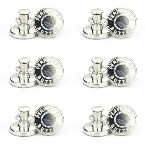 Jeans-Knöpfe Stifte - 12 Stück 17 mm Nähfreier, abnehmbarer Jeansknopf aus Metall - Wiederverwendbarer und verstellbarer Hosenknopfspanner für Jacken