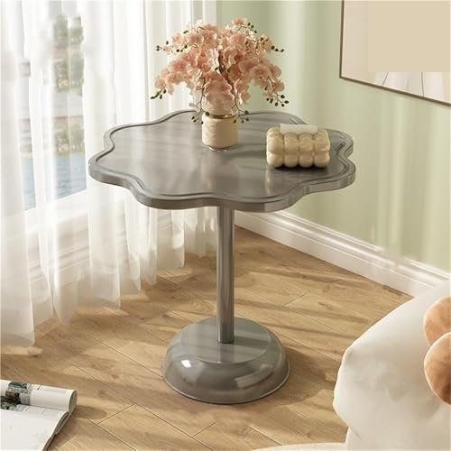 Elegant Flower Shape Side Table for Living Room B Balcony Cute Simple Bedside Table with Round Plate Support Small Coffee Table Couch Side Table in Black Color