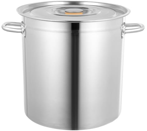 Stainless Steel Stock Pot with Fitted Cover,35 Litre Large Deep Cooking Stockpot,for Catering Stew, Soup, Boiling