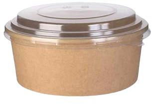 Genérico 150 Tarros de Ensalada de Cartón Kraft 2000 ml con tapa de RPET - Ensaladeras redondas ideales para ensaladas, sopas y platos para llevar