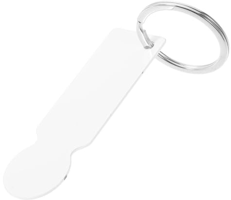 SECFOU Jeton De Chariot en Acier Inoxydable Blanc, Transfert Thermique Personnalisable, Porte-clés Ouvre-Caddies Portable, Accessoire Pratique pour Courses Au Supermarché