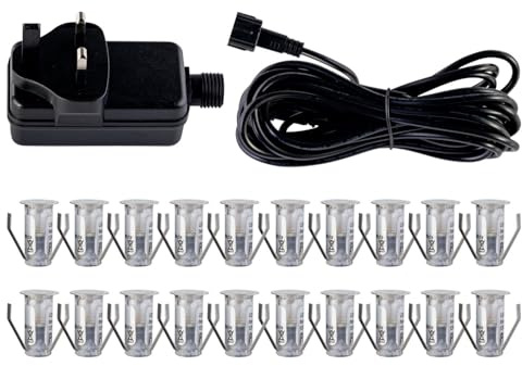 Set of 20 - 15mm Stainless Steel IP67 Cool White LED Decking Kit