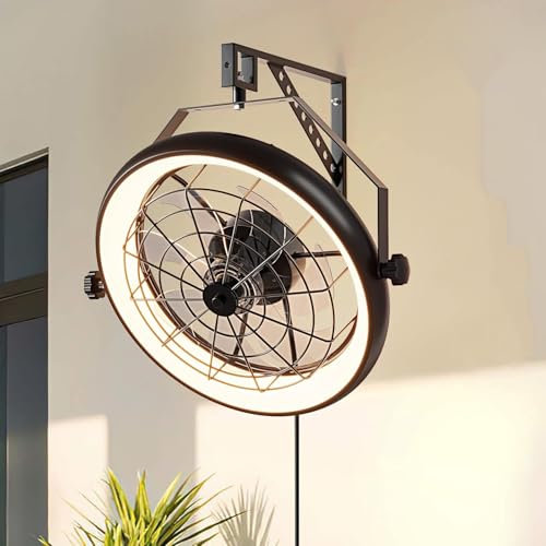 TRUYOK E27 Fan Deckenleuchte Leise Deckenventilator Mit Beleuchtung Und Fernbedienung Industrial Lampe Vintage Eisenkäfig Ventilator Deckenlampe für Schlafzimmer Wohnzimmer Esszimmer Lüfter Licht (F)