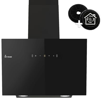 KKT KOLBE Cappa aspirante 60 cm | scarico dell'aria di ricircolo | cappa da parete senza testa | nero | vetro | illuminazione a LED | acciaio inossidabile | controllo gestuale, SensorTouch | BASE6004S